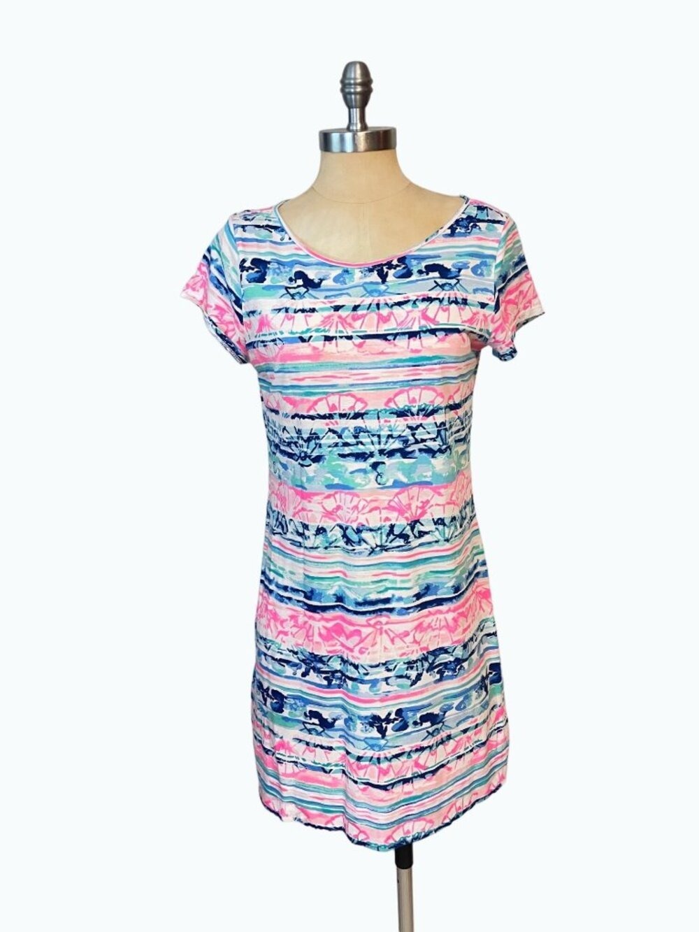 LILLY PULITZER Short Sleeve Marlowe Dress Multi A Wave From It All Medium